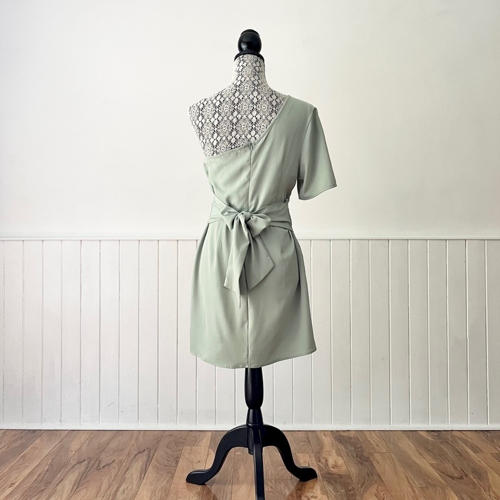 Zara Asymmetric One Sleeve Cutout Tie Back Dress Size M - Picture 6 of 10